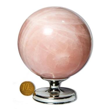 Imagem de 01 Esfera Quartzo Rosa Natural 1 a 1,2Kg 9 a 10cm Classe A - Cristaisd