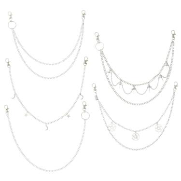 Imagem de UR URLIFEHALL 5 peças, 5 estilos, corrente de cinto de liga metálica, corrente de bolso punk com decoração de estrela e lua para carteira, calça jeans