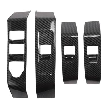 Imagem de Motoforti Capa de painel de interruptor de elevação de janela para Chevrolet Colorado 23-25 adesivo de botão de controle de janela de porta de carro dianteiro esquerdo direito fibra de carbono preto