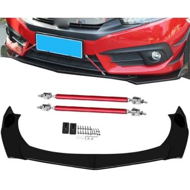 Imagem de Lábio frontal universal para para-choque dianteiro e spoiler de carro | Ajuste universal de borda de para-choque premium (compatível com todos os veículos