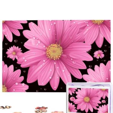 Imagem de Quebra-cabeça de bolinhas com flores rosa personalizado 1000 peças de fotos para adultos família (75 x 50 cm)