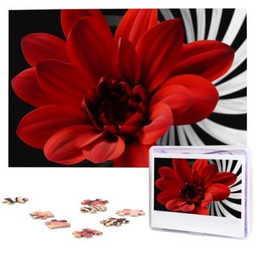 Imagem de Quebra-cabeça Flor Vermelha 1 1000 peças Quebra-cabeça personalizado Quebra-cabeça foto de madeira para adultos imagem família presentes para casamento aniversário Dia dos Namorados presentes (75 cm x