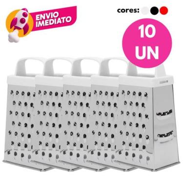 Imagem de Kit Ralador Fatiador 4 Faces Manual Aço Inox Com Alça Multifuncional L