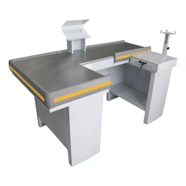 Imagem de Check Out Leve De 1,80m Mesa Reta Com Kit Amapá Cor Branco Perfil Amarelo