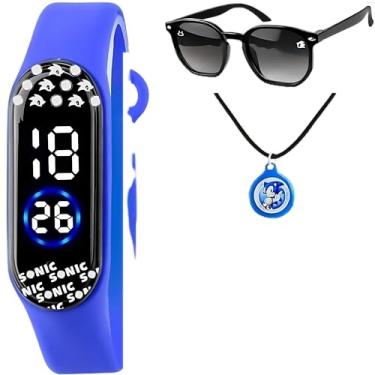 Imagem de Relógio Infantil Digital Azul+ Caixa Original + Óculos Sol Prova D'Água Led Silicone Menino Qualidade Premium Temático