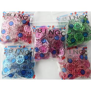Imagem de Chips magnéticos Speedy Bingo Markers, vermelho, roxo, rosa, azul, verde (100 lascas de cada cor), pacote com 5