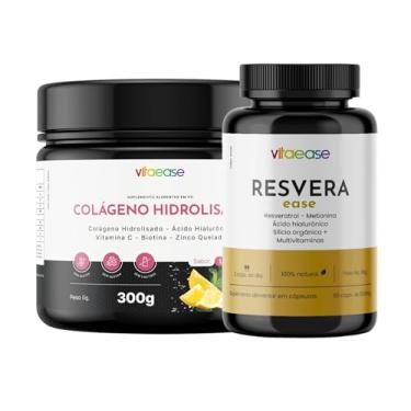 Imagem de Colágeno Hidrolisado Transresveratrol | Pele Cabelo Unhas Anti Idade | Ácido Hialurônico, Vitamina C Biotina - Vitaease (300g, Limão)