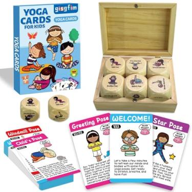 Imagem de gisgfim Wooden Yoga Dice Set with 30 Yoga Card 6 Exercise Dice Workout Positions Flash Cards for Home Gym Use Beginner Advanced Learner Gift Educational Activity Promotes Mindfulness Relaxing