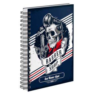 Imagem de Agenda Comercial 2026 Personalizada Capa Dura Barbearia Barber Shop Azul