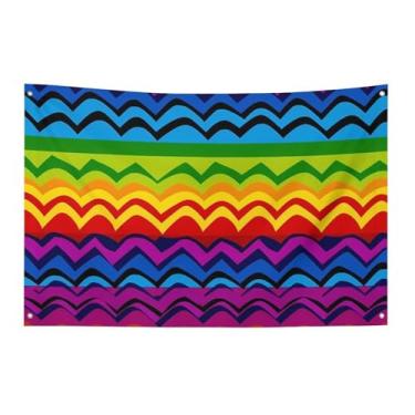 Imagem de Bandeira de orgulho gay com estampa de arco-íris 119 x 178 cm, sem desbotamento, bandeira de boas-vindas, jardim, quintal, bandeira, decoração de casa, decoração de casa