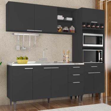 Imagem de Armário de Cozinha CP02 Com Pia 150cm Pérola Z34 Preto - Mpozenato, Pr