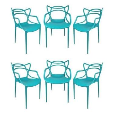 Imagem de Kit 6 cadeiras allegra azul turquesa - AJ