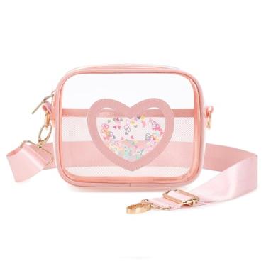 Imagem de Bolsa transversal transparente para mulheres, meninas, estádio, aprovada, bolsa infantil em formato de coração, bolsa pequena para moedas, rosa, Small, Mini bolsa