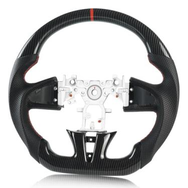 Imagem de VOONKE Volante De Fibra Carbono Hydro Dip Para Infiniti, Em Formato D, Com Fundo Plano, Punho Couro Pré-Perfurado E Costurado À Mão, Q50 2013-2018