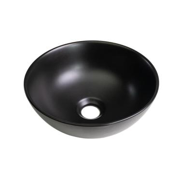 Imagem de Cuba de Apoio Redonda Slim Sem Válvula para Banheiro Louça Cerâmica 28,5cm Calcedônia Pingoo.casa - Preto Fosco