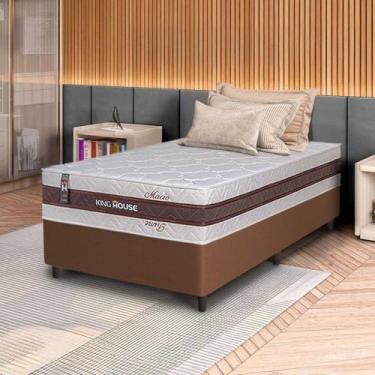 Imagem de Conjunto Box Marrom Mali Bege Molas Ensacadas Solteiro 96x203x70 - King House