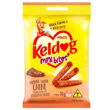 Imagem de Bifinho Keldog Mini Bits para Cães Porte Pequeno Sabor Carne 50g - Kel