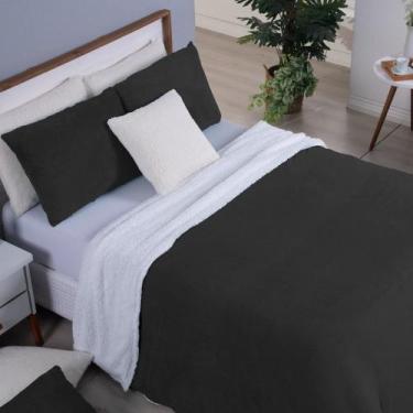 Imagem de Cobertor Solteiro Canada Mantinha/Sherpa 2 Peças - Preto - Dona Zeze