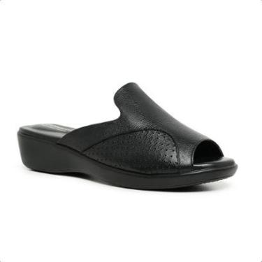 Imagem de Tamanco Ortopédico Doctor Pé em Couro Preto Solado PU 191023P-Feminino