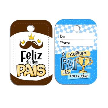 Imagem de Kit com 40 Mini Tags Decorativas com impressão frente e verso para Lembrancinhas, Tema Dia dos Pais, MINI Cartões Comemorativos (160)