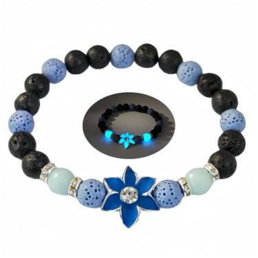 Imagem de LXSSLY Pulseiras femininas de pedra vulcânica natural de 8 mm, pulseiras luminosas de girassol, pulseira brilhante de pedra vulcânica, pulseira de proteção com contas elásticas elásticas para homens