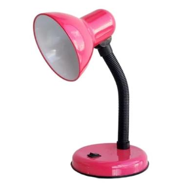 Imagem de Abajur Luminária de Mesa Articulada com Base Bivolt - Ideal para Escritório, Quarto, Trabalho, Estudo, Leitura (Rosa)