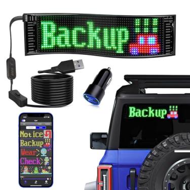 Imagem de KJOY Placa LED de controle de aplicativo Bluetooth, 35 x 9 cm, flexível USB 5 V, placas de LED programáveis, padrão de texto personalizado, tela de rolagem de animação para loja de carro, festa, bar