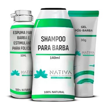 Imagem de Kit Masculino Para Barba Shampoo 140ml Espuma 50ml E Gel Pós Barba 30g