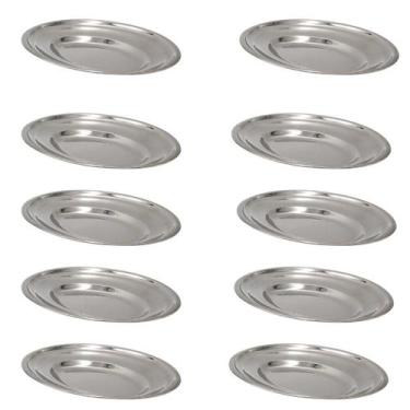 Imagem de Kit 10 Bandeja Travessa Oval Inox 25Cm Pequena Porção - WM