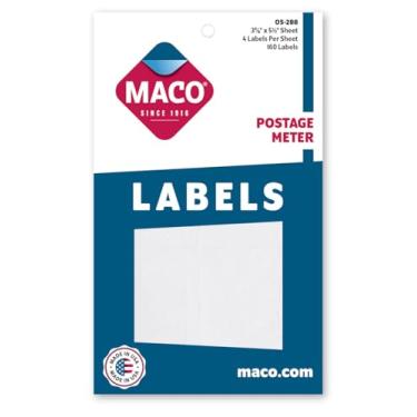 Imagem de MACO Etiquetas brancas para medidores de postagem, 9,5 x 14,7 cm, 160 por caixa (OS-288)