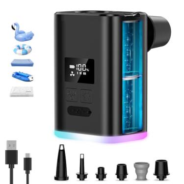 Imagem de Bomba de ar para mini colchão de ar infláveis, bomba de ar elétrica portátil para boias de piscina, anéis de natação, almofadas de dormir, sacos de armazenamento a vácuo 5X com bateria de 5000 mAh e