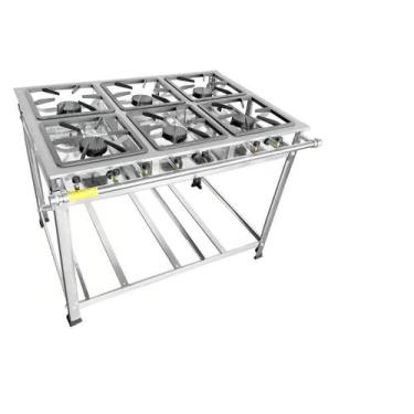 Imagem de Fogão Industrial 6 Bocas 40x40 Ap P8 em Aço Inox Leona - Mr Fogões