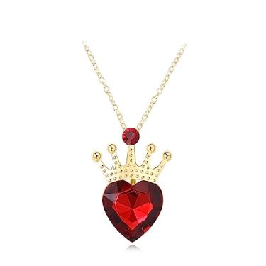 Imagem de KDLCY Evie Colar de coração vermelho Descendentes Fantasia de Princesa Rainha de Copas Joia de Fã para Meninas Adolescentes Festas de Halloween, 1.5"(L) x 1"(W) x 0.41"(H)., Strass Zinco, Pedra dourada