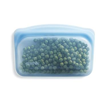 Imagem de Stasher Bolsa de armazenamento reutilizável de silicone platina, azul (lanche) | Reduza o plástico de uso único | Cozinhe, armazene, sous vide ou congele | à prova de vazamento, lavável na máquina de