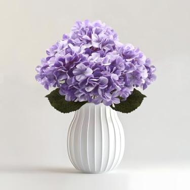 Imagem de UDBZTCE 4 peças de flores artificiais de hortênsia de tamanho grande de haste longa para decoração de casamento em casa, centro de mesa, decoração de escritório, chuveiro (roxo violeta)