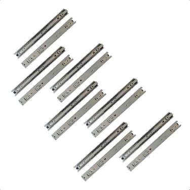 Imagem de 14 Corrediças Telescópicas 25Cm Gaveta Trilho Zinca. 7 Pares