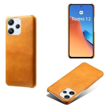 Imagem de Capa para Xiaomi POCO M6 Pro 5G,Proteção contra quedas,Casca de volta de cor sólida simples,Design de couro de imitação de plástico-Orange
