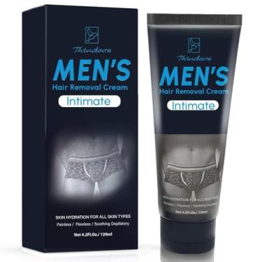 Imagem de Creme depilatório indolor para homens – creme depilatório indolor para cabelos grossos indesejados – adequado para todos os tipos de pele e sensíveis – infundido com aloe vera e vitamina E – 10 ml
