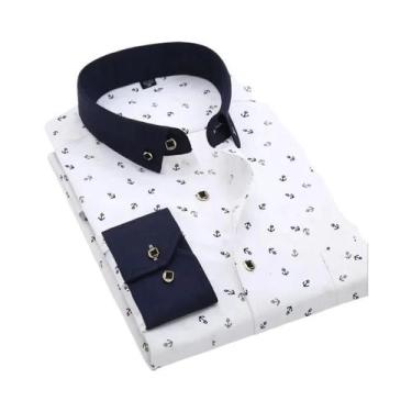 Imagem de Camisa Casual Masculina De Manga Comprida Com Estampa Floral De Primav