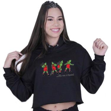Imagem de Cropped Moletom Feminino Natal The Grinch - LAFRE, Preto, P