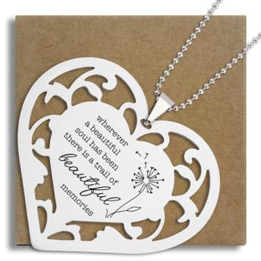 Imagem de Ornamento de coração memorial, "Wherever a Beautiful Soul Has Been", presente de simpatia pela perda do pai, lembrança para mãe, pai, amigos, luto, dente-de-leão, ornamentos para pendurar S2X33
