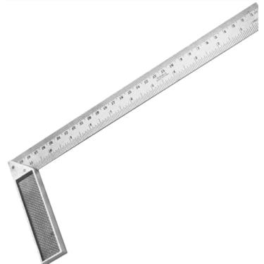 Imagem de Esquadro de Metal com Régua, 30 cm, Base Texturizada, Prata
