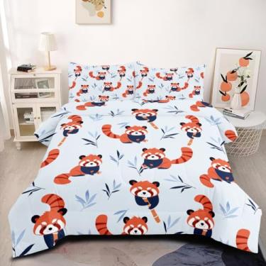 Imagem de CCoutueChen Conjunto de edredom Queen com estampa animal, adorável conjunto de cama para mulheres adultas, conjunto de colcha de microfibra quente com 3 peças com 2 fronhas/90 x 90