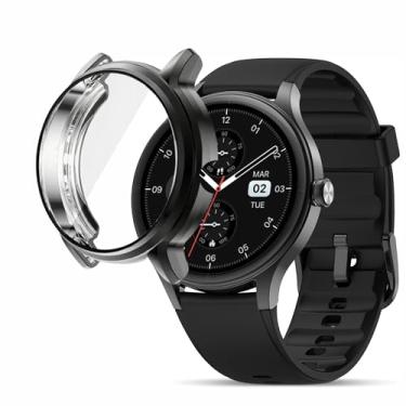 Imagem de Capa para relógio inteligente TOOBUR DR06, capa Lamshaw macia de TPU com protetor de tela com plugue antipoeira de silicone compatível com TOOBUR DR06, relógio inteligente Fitpolo DR06 (preto)