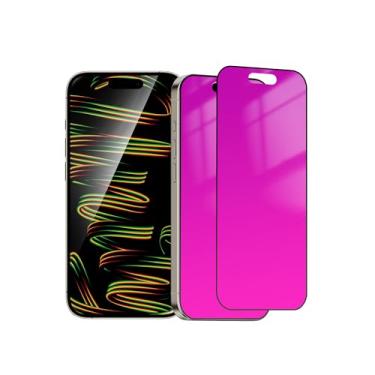 Imagem de Heromiracle Pacote com 2 protetores de tela de privacidade para iPhone 7 Pro Max, vidro temperado para iPhone7 ProMax, película colorida antiespião, luz azul com moldura de instalação (17,5 cm rosa)