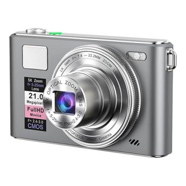 Imagem de FVDPWYE Câmera digital resistente, presentes compactos, 48MP, gravador de fotos, acessórios de câmera, brinquedo para estudo, gravação, vlog, viagem, show, Cinza