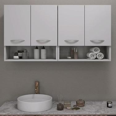 Imagem de Armário Modular de Parede para Banheiro, Branco, 4 Portas com Prateleiras, Organizador de Cozinha e Despensa (Preto)