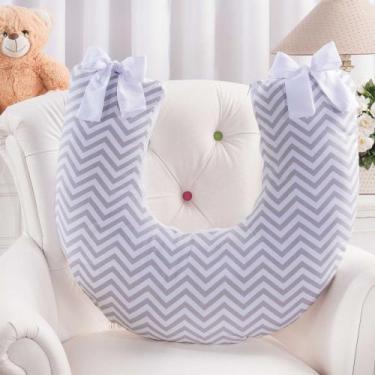 Imagem de Almofada para amamentação bebê - chefron cinza - MEDINA CONFECÇÕES