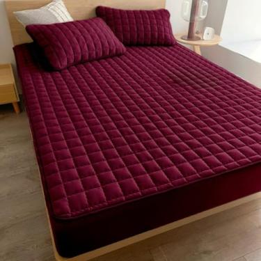 Imagem de Capa Protetora ImpermeáVel Para ColchãO Casal/Queen/King - 100% à Prova D'áGua - Anti-áCaros E HipoalergêNica - Com EláStico Em Toda Volta(VINHO,King)