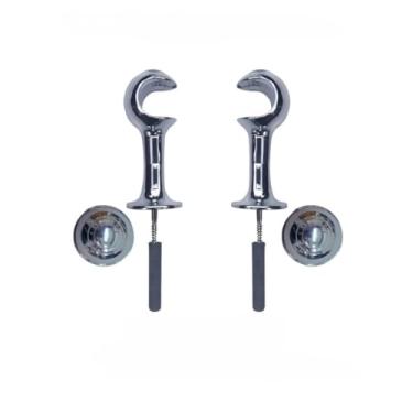 Imagem de Kit Varão Para Cortina Em Aço 28mm Revestido Cromado.(APENAS SUPORTE + PONTEIRA 28MM)